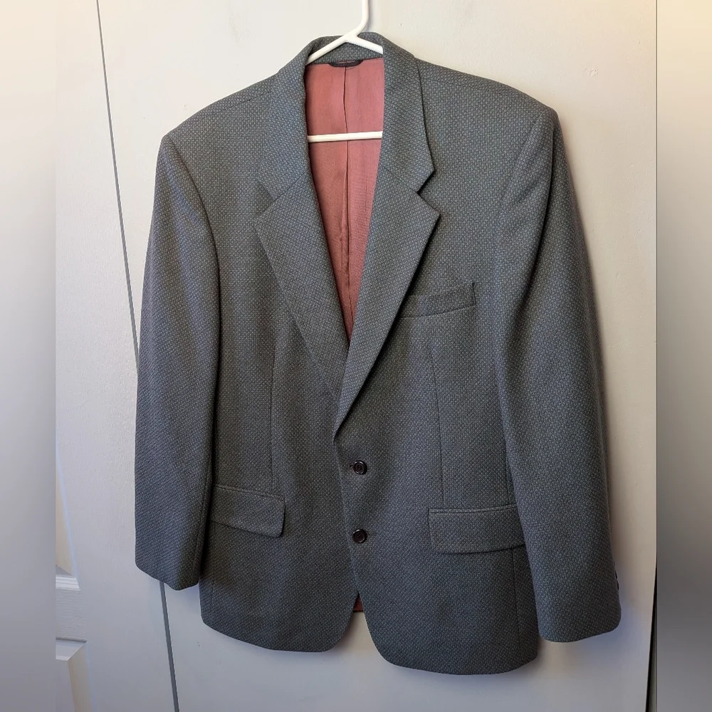 Men Vintage Blazer 100% Wool Size 40 Reg Made In Canada Blue Purple Green Colors - Picture 1 of 13